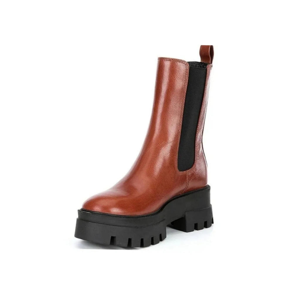 GIANNI BINI Down-Town Leather Chelsea Chunky Lug Sole Platform Boots 9.5